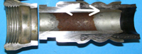 Interior: rust appears on the un-plated area of the nozzle interior